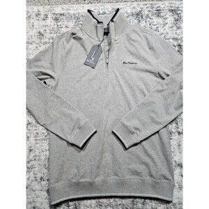 Ben Sherman Sweater Men Size Medium Gray Heather Logo 1/4 Zip Pullover Collar